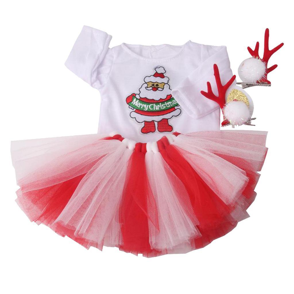 Doll Dress Outfits with Deer Hairpins for 18" Dolls