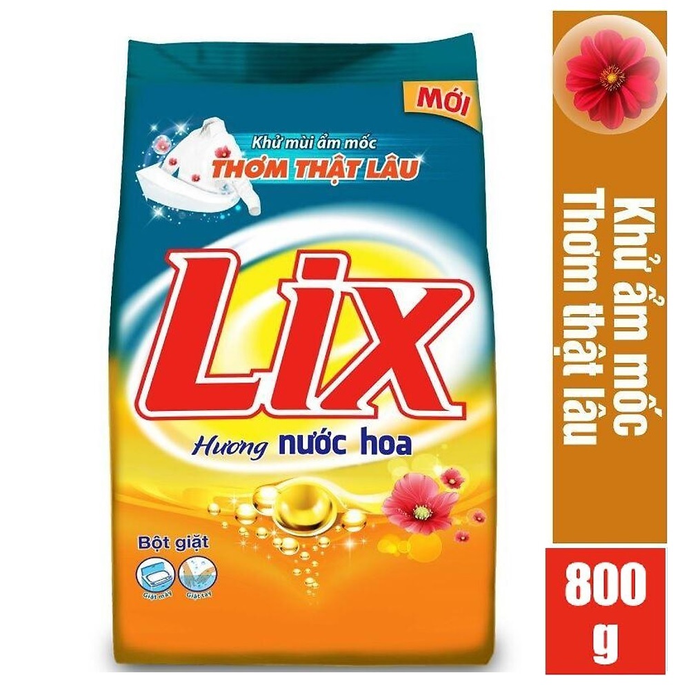 Bột giặt Lix đậm đặc hương nước hoa 800g PD014 - Khử mùi ẩm mốc