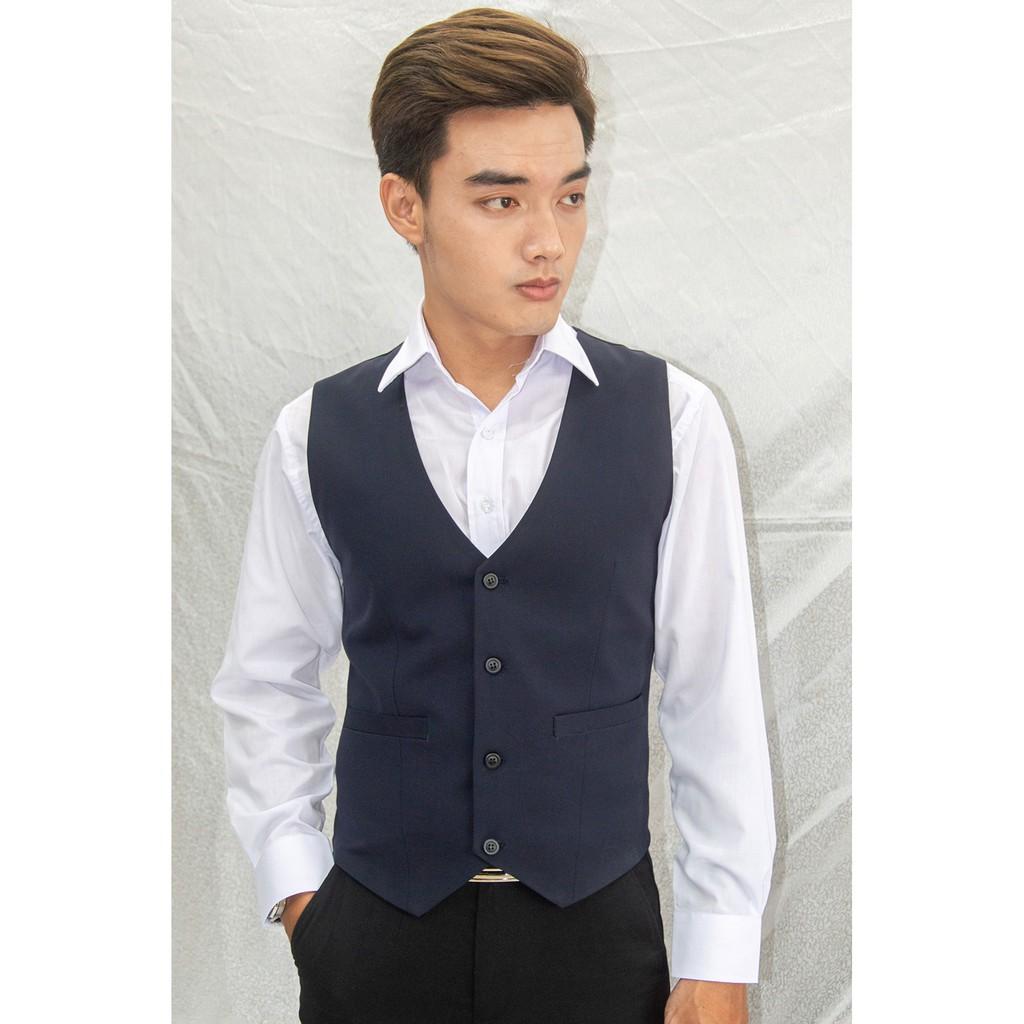 Áo gile nam ôm body màu xanh đen