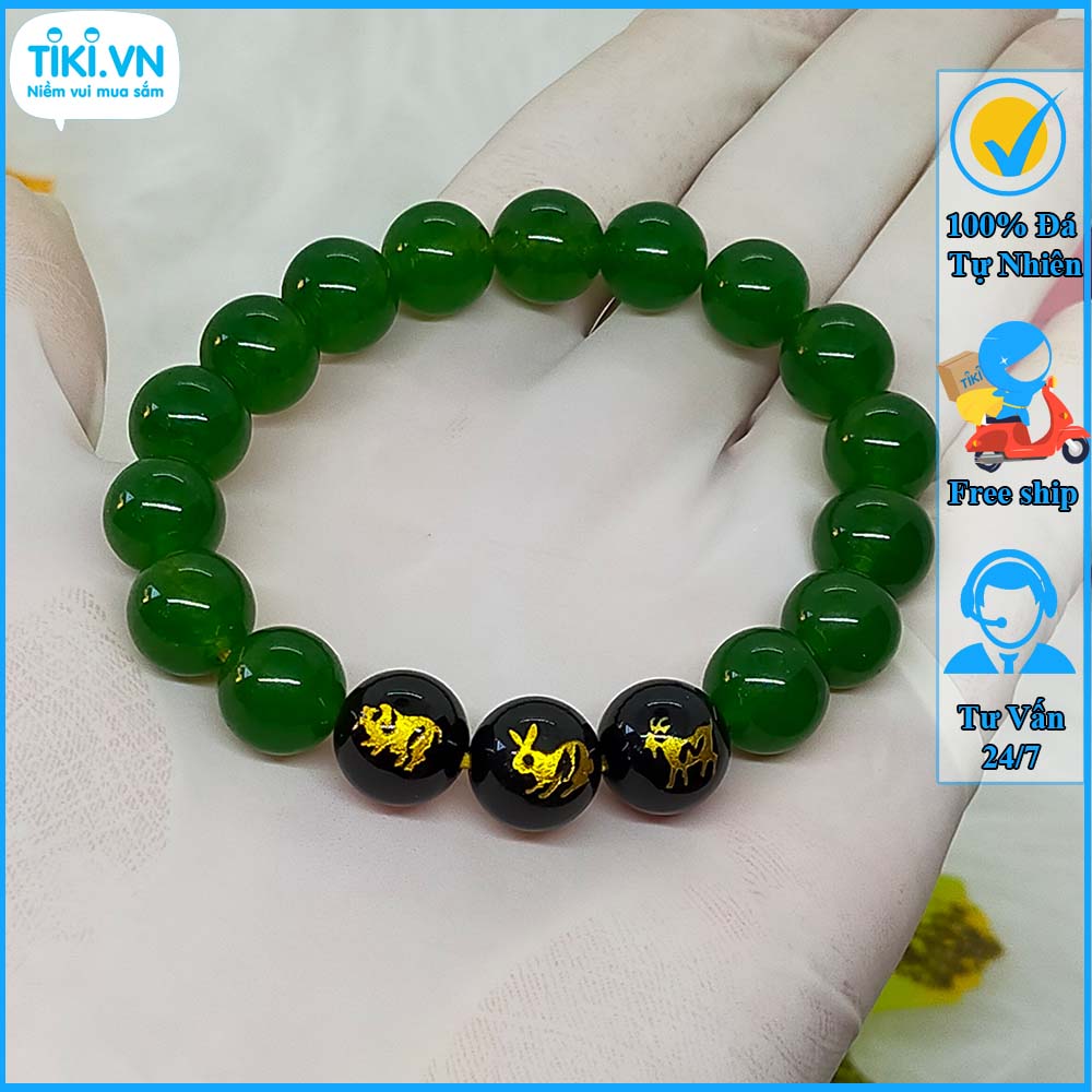 Vòng mã não xanh tam hợp hợi mão mùi - chất liệu mã não tự nhiên - size 8 10ly cho nữ mệnh mộc, mệnh hỏa - có khai quang điểm nhãn may mắn tài lộc - PHONG THỦY ANH VŨ