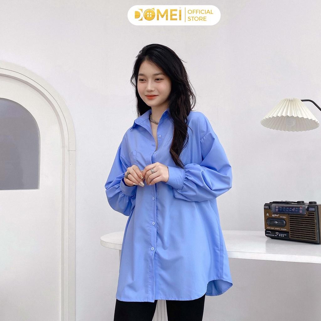 Áo Sơ Mi Dáng Dài DOMEI Form Rộng Dáng Giấu Quần Hàn Quốc