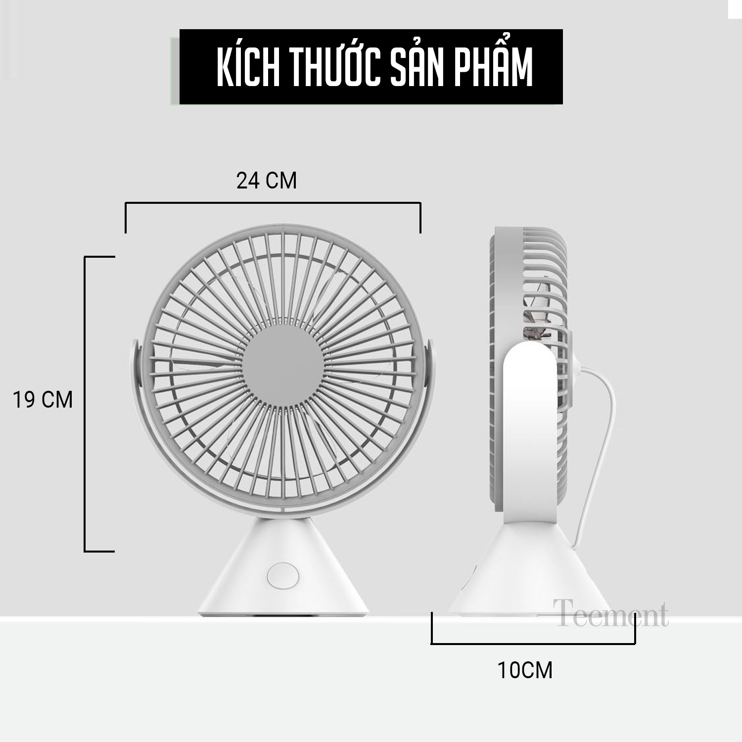 Quạt Mini Để Bàn, Quạt Tích Điện Sạc Usb, Quạt Treo Tường, Quạt Cầm Tay Teement, Không Ồn, Pin Khủng, Kiểu Dáng Sang Trọng - Hàng Chính Hãng