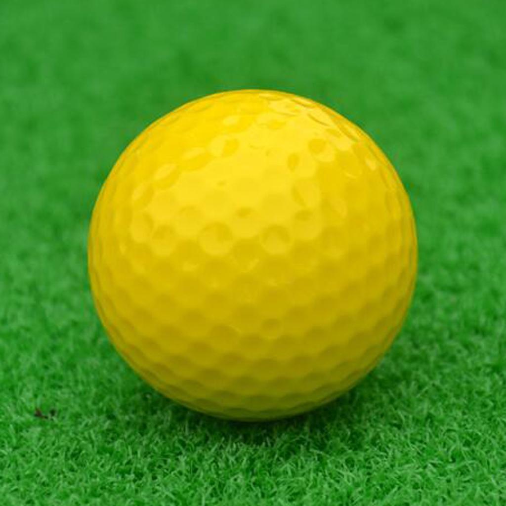 2xElastic Synthetic Rubber Golf Ball Training Practice Ball Yellow 42.6mm