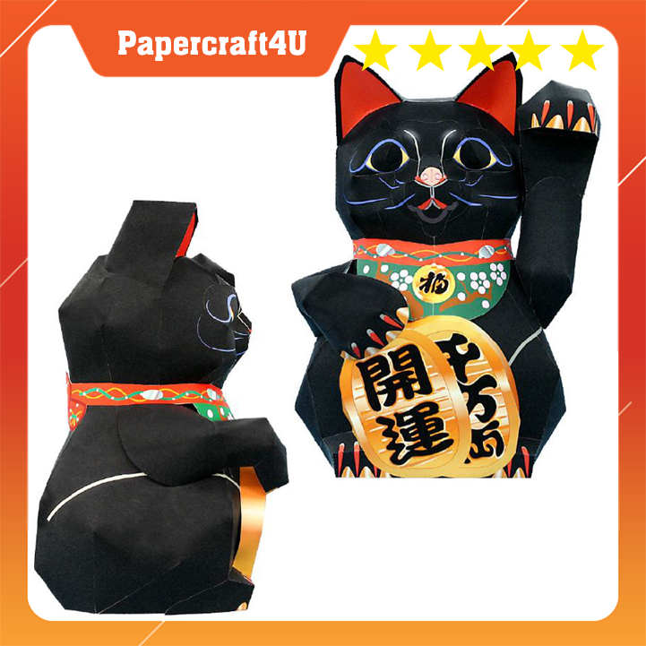 Mô hình giấy mèo may mắn Lucky Cat - Good luck charm (in mực dầu)