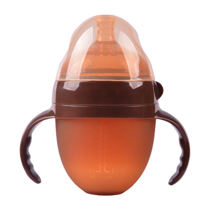 Bình Sữa Nano Bạc Silicone Rộng Cỡ Nòng Có Tay Cầm Ống Hút Cho Bé Bình Sữa Cho Bà Mẹ Và Trẻ Em Tiếp Tế Thực Phẩm Ăn Dụng Cụ