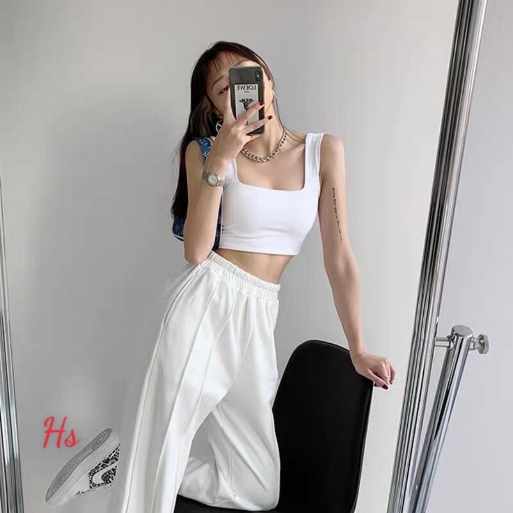 Áo croptop nữ ngắn ôm, áo croptop kiểu nữ ngắn cổ vuông ôm body hai màu đen trắng giá giẻ thời trang DUMISA