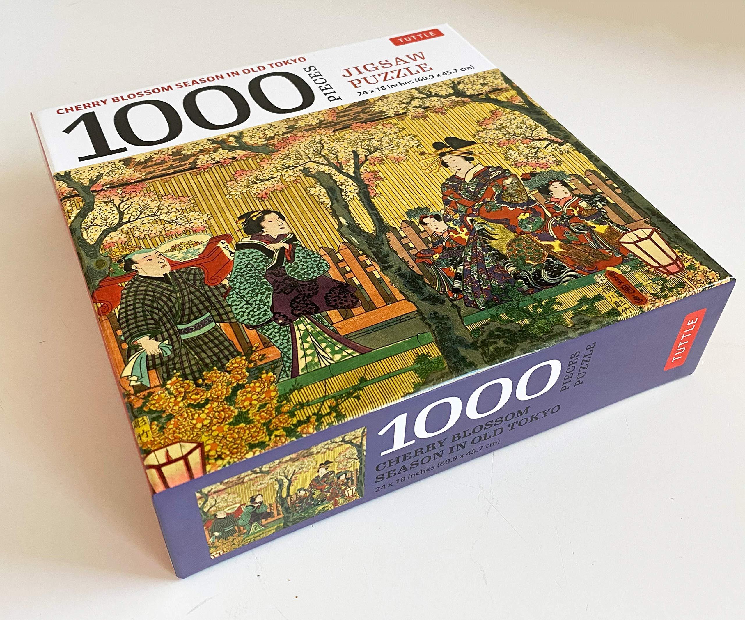 Cherry Blossom Season In Old Tokyo- 1000 Piece Jigsaw Puzzle: Woodblock Print By Utagawa Kunisada