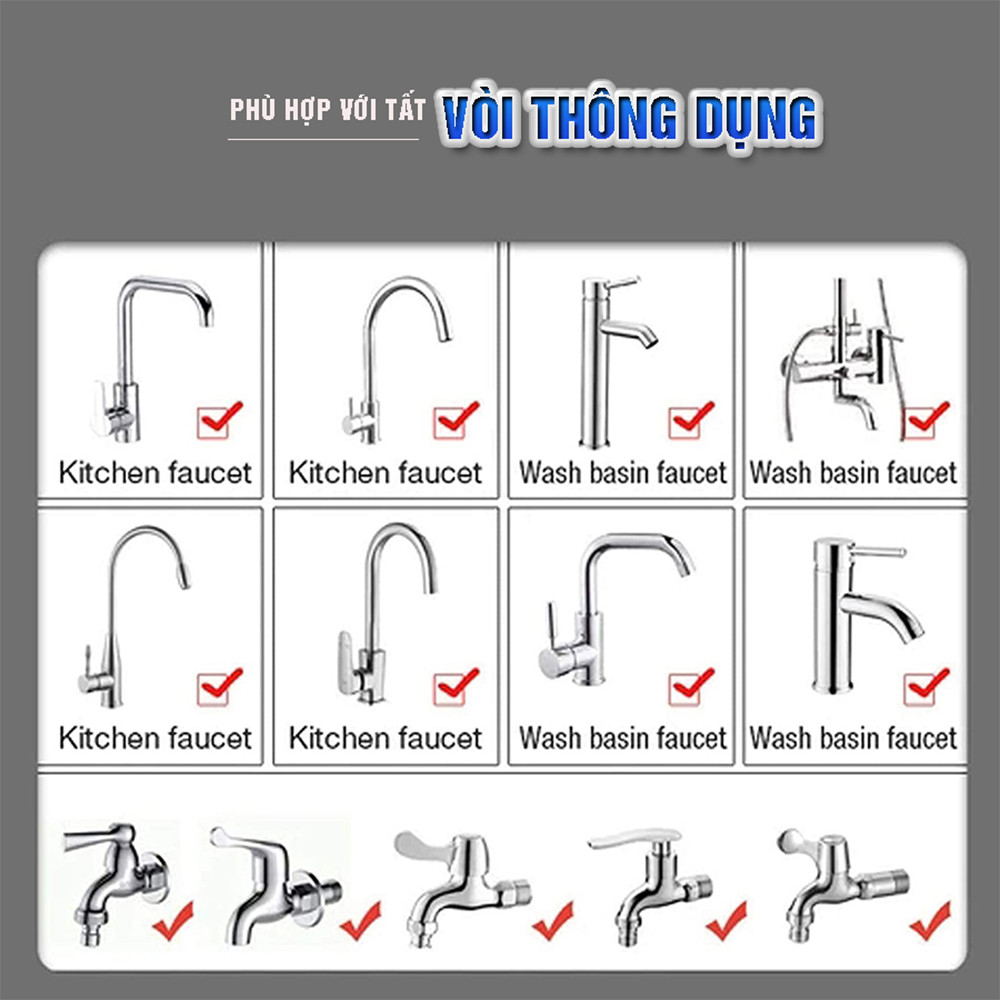 Phụ kiện đầu chuyển gắn vòi nước rửa mặt, vòi lavabo, vòi rửa bát 2 chế độ điều chỉnh nước Sen và dòng, tăng áp, xoay 360 độ, 720 độ, tiết kiệm nước, chất liệu đồng thau mạ 9 lớp – Dan House 3011