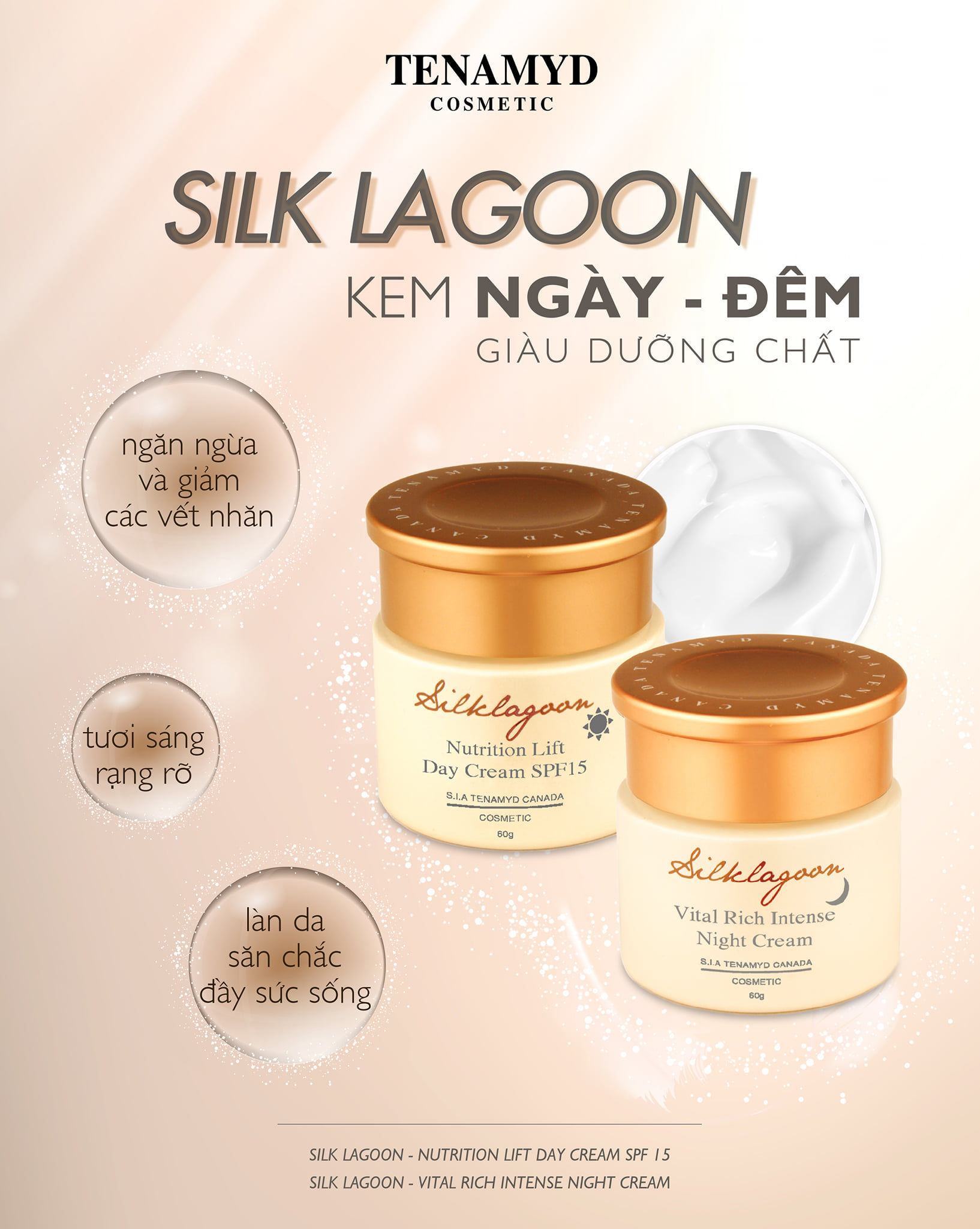 Kem dưỡng chống lão hóa da giàu dưỡng chất TENAMYD Silk Lagoon Day &amp; Night Cream 60g