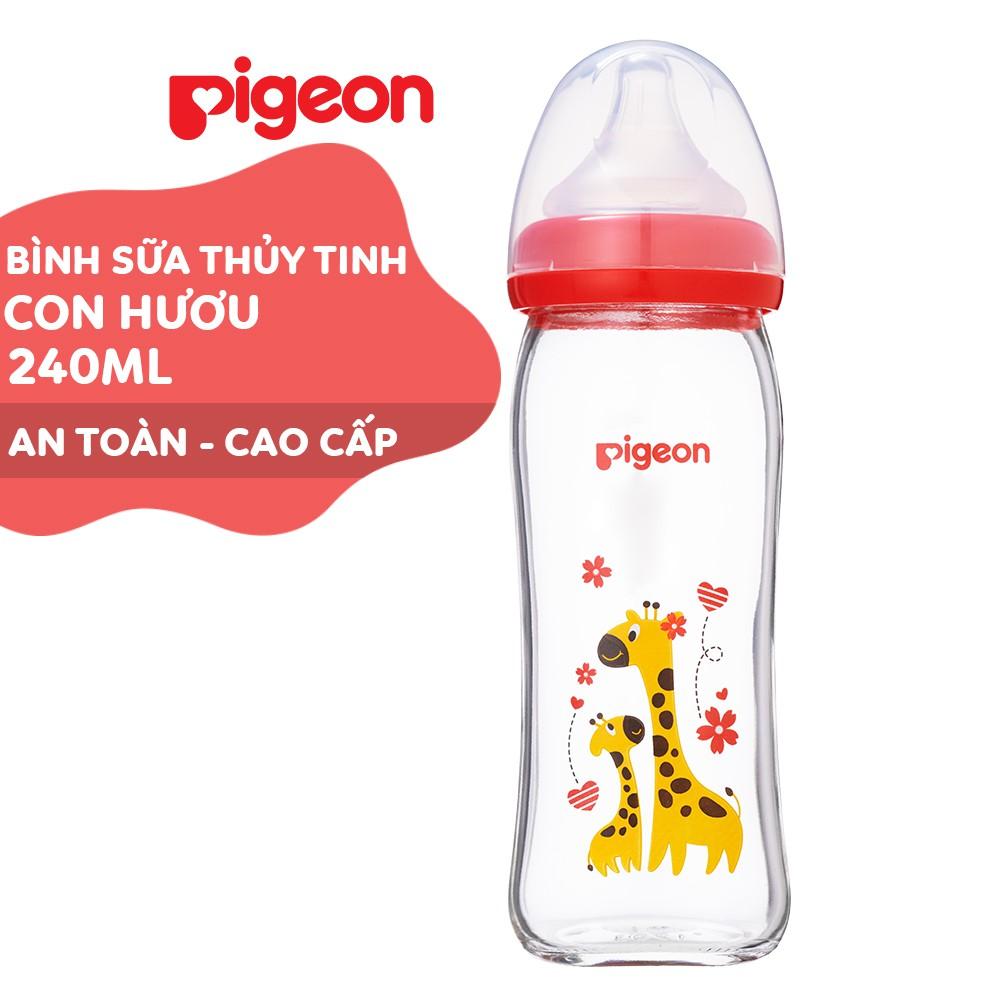 Bình sữa cổ rộng thuỷ tinh Plus Pigeon 240ml (M)