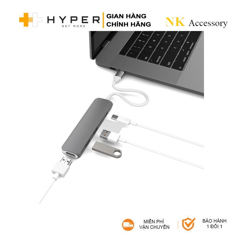 Cổng Chuyển HyperDrive 4-in-1 HDMI 4K, USB-C Hub cho Macbook & Devices - GN22B - Hàng Chính Hãng