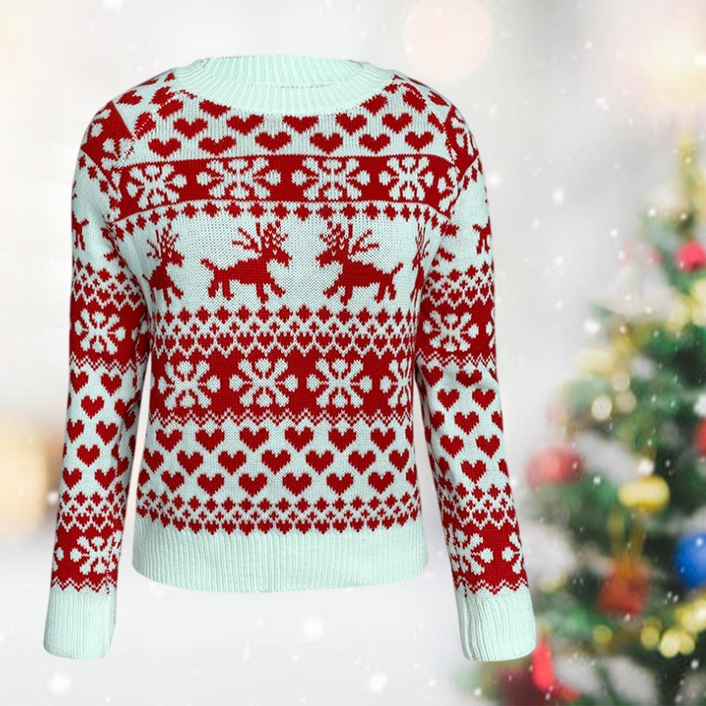Christmas Women Sweater Blouse Pullover Sweatshirt Women Ladies White M