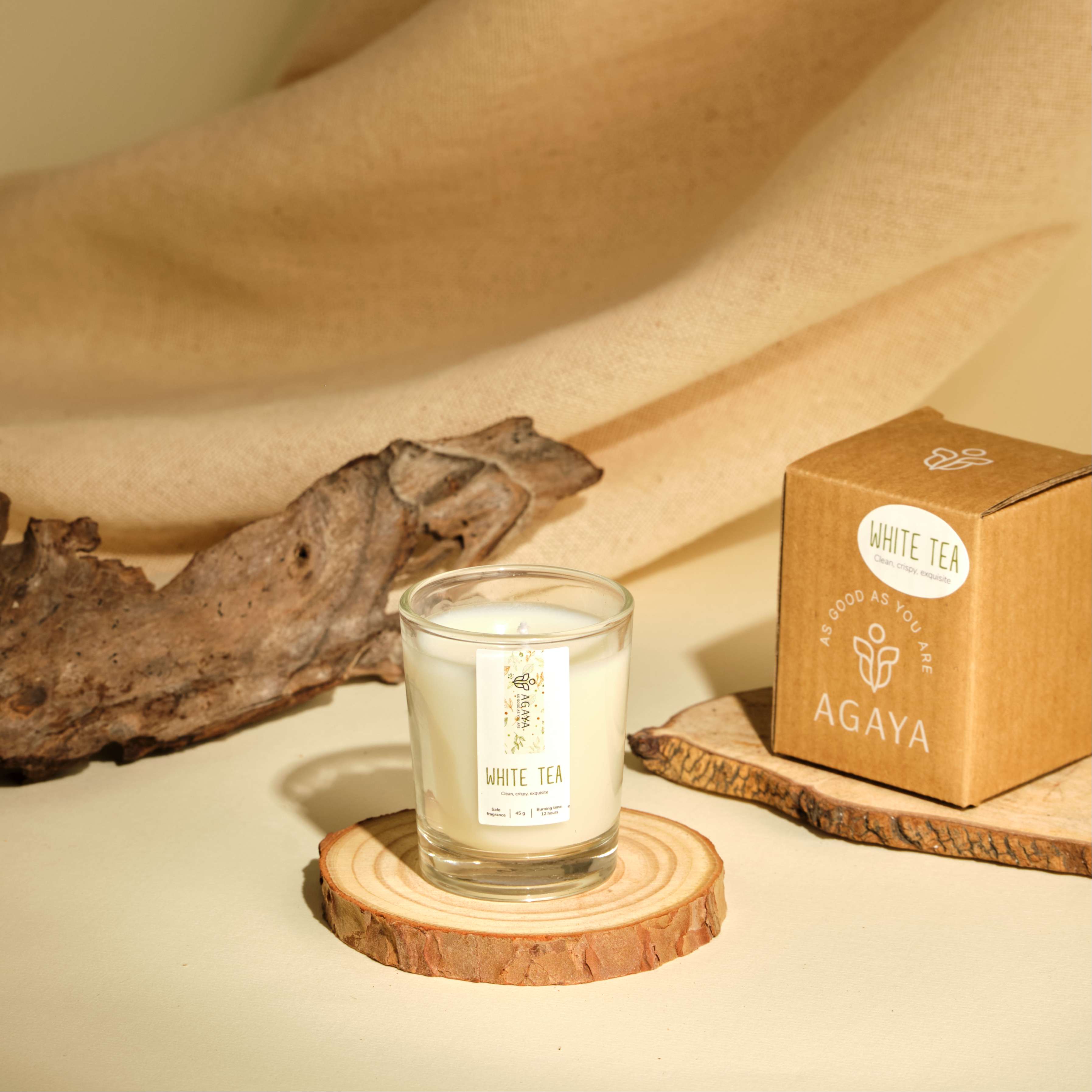 Nến thơm Candle CupAgaya - Hương Hoa WHITE TEA - XS - 45G KG NẮP