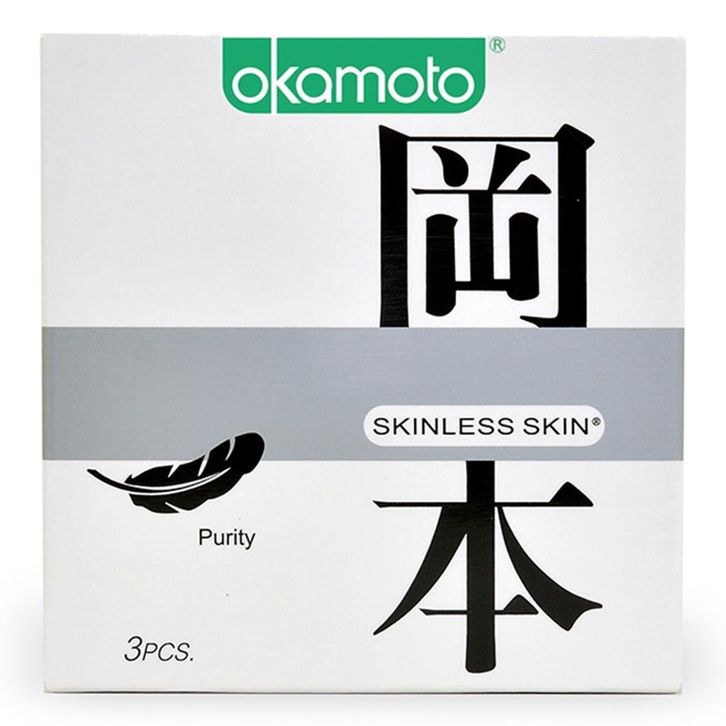 Bao cao su tinh khiết, Sáng bóng mềm mại Okamoto Skinless Skin Purity -Hộp 3 cái