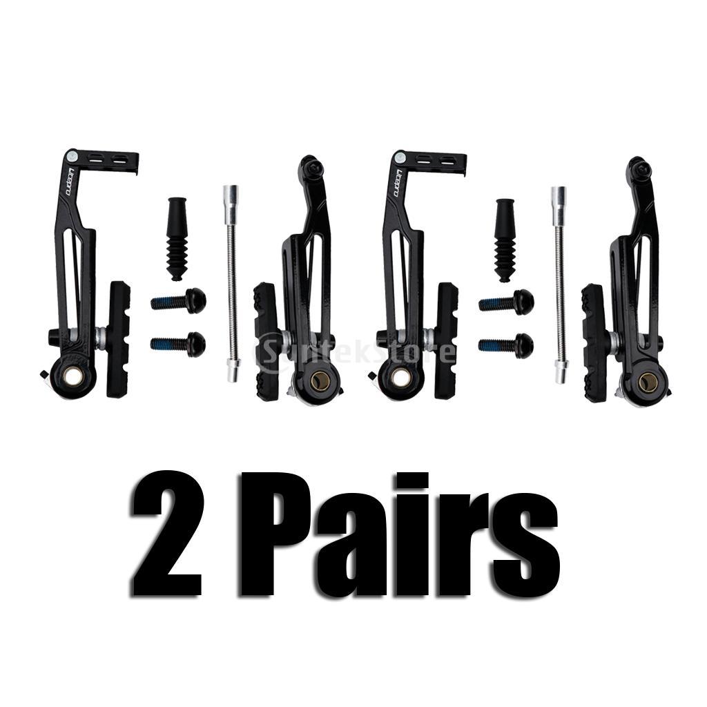 2 Pairs  V Brake Set Replacement Long Arm for Front/Rear Wheel Black
