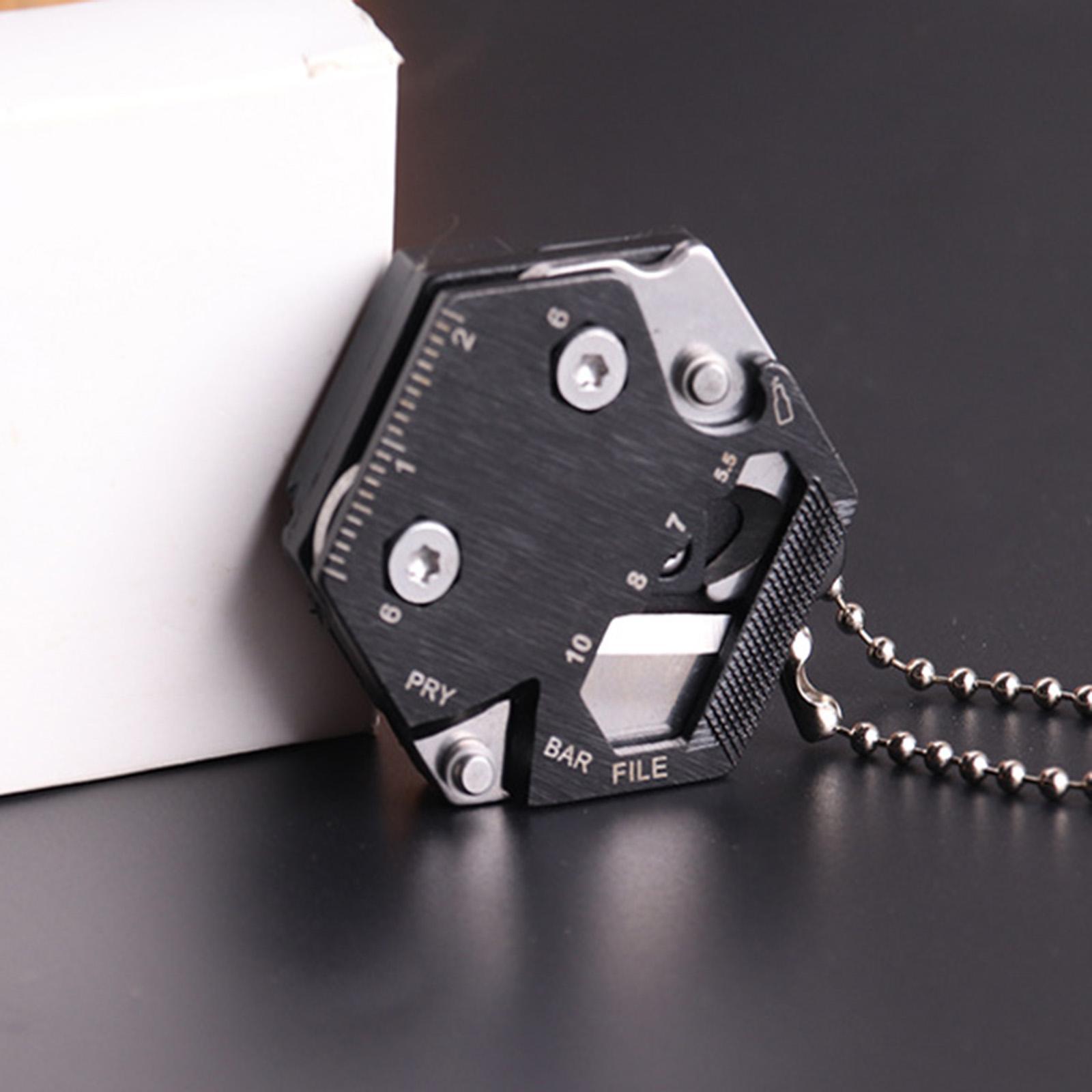 Multitool Card Keychain Pocket Tool Aluminum Alloy Screwdriver Seat Belt Cutter Ruler Useful Keychains Key Chain Tool Set for Hiking Fishing
