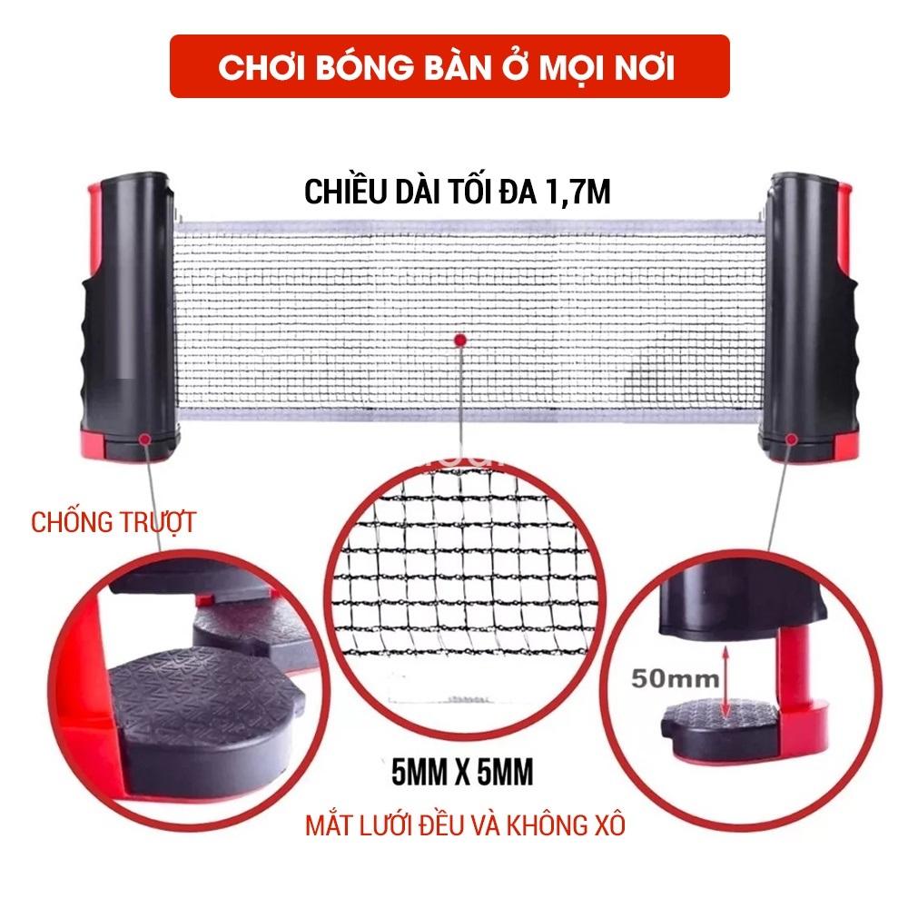 Bộ 2 vợt bóng bàn tặng kèm 3 bóng, cọc lưới rút chính hãng dododios GF005TS + Trụ Lưới Bóng Bàn Rút Gọn Chính Hãng dododios Chất Liệu ABS Cao Cấp Chiều Dài Điều Chỉnh Tới 1,7m Vừa Bàn Bóng Bàn