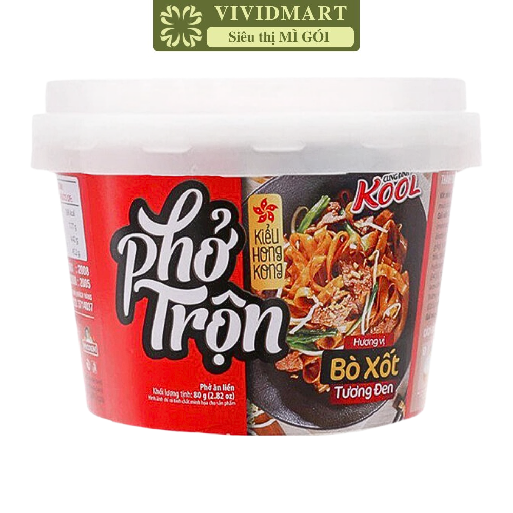 AFOTECH - Phở tô trộn Cung Đình Kool hương vị Bò xốt tương đen kiểu Hồng Kông, Phở Cung Đình Kool tô trộn bò tương đen Hongkong, Tô Cung Đình Kool phở ăn liền (80g/tô)