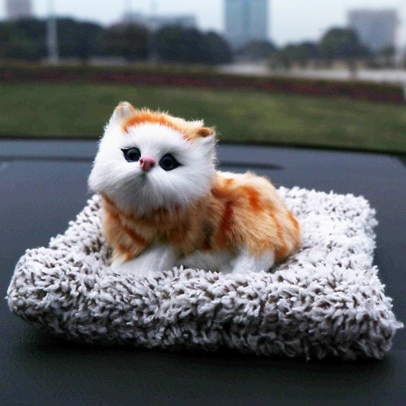 MÈO TRẮNG VÀNG Thú bông GIỐNG THẬT 99% lõi than hoạt tính lọc không khí khử mùi trang trí xe hơi ô tô