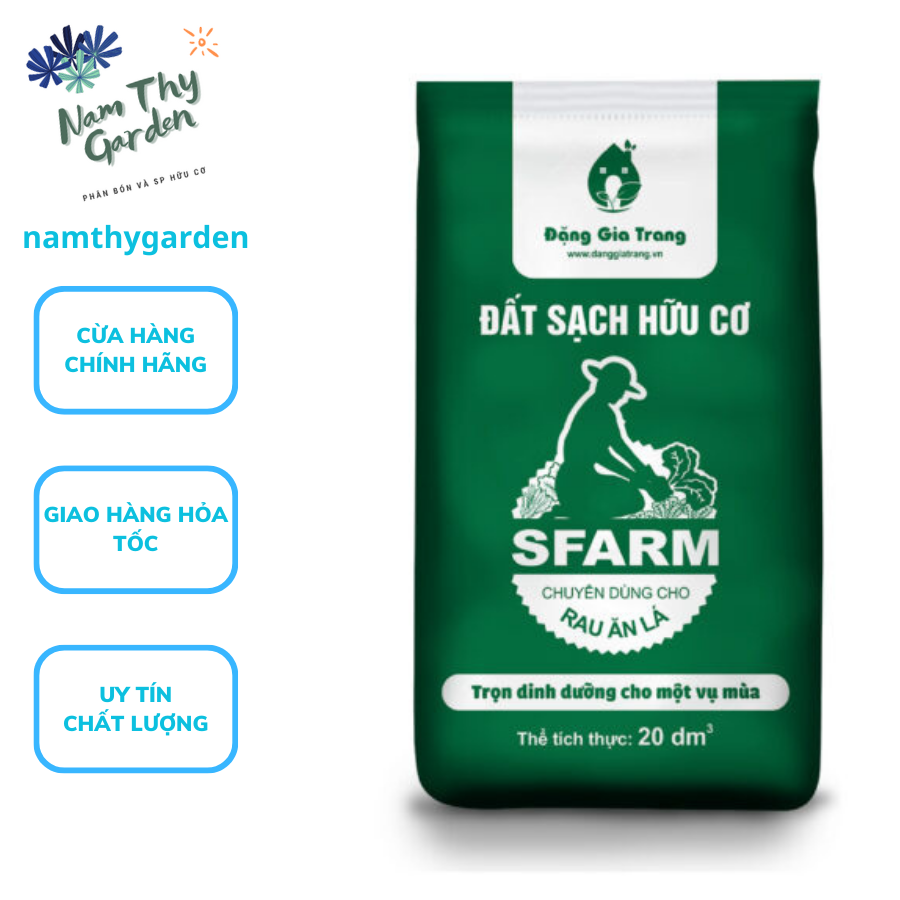 Đất sạch hữu cơ Sfarm chuyên trồng rau ăn lá 20dm3
