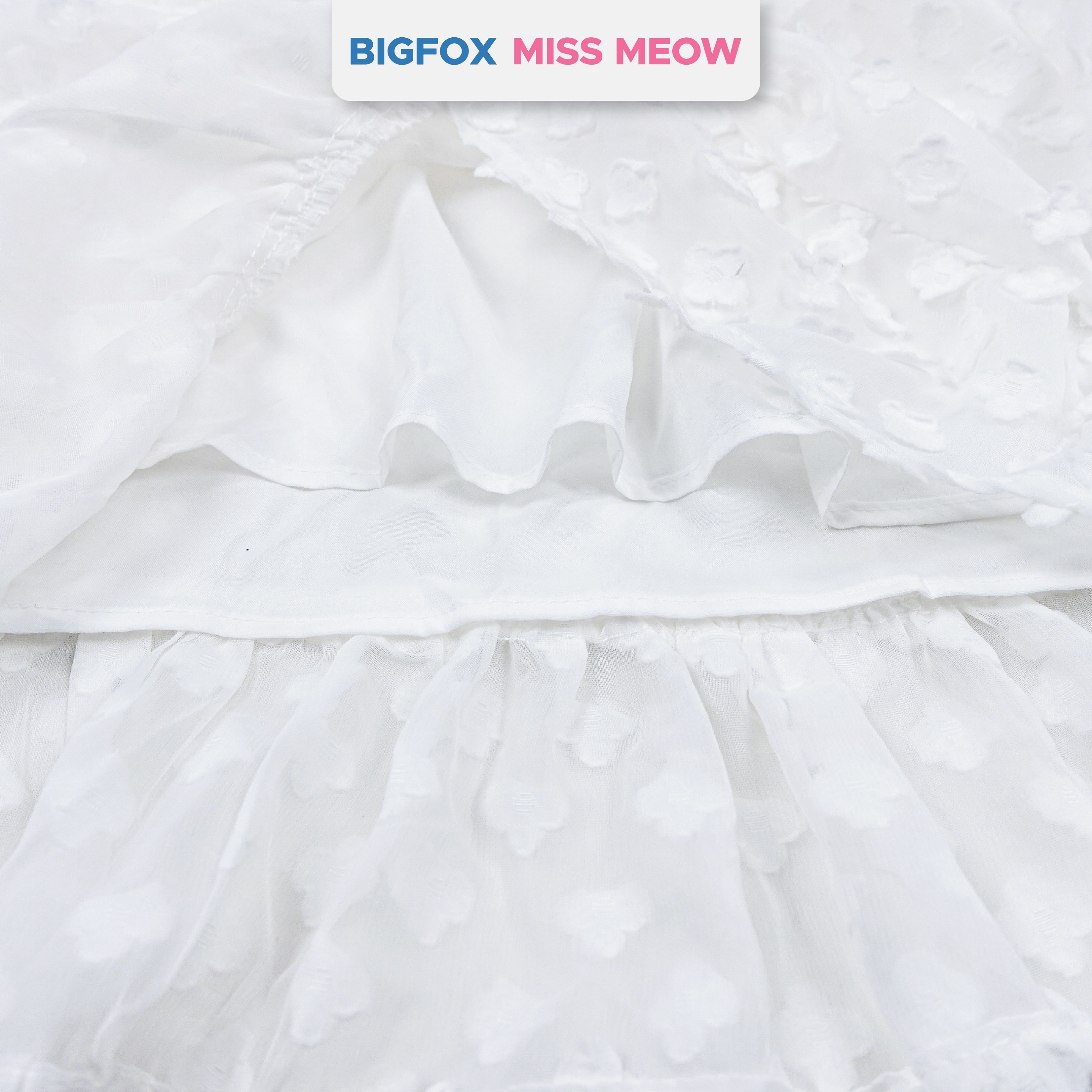 Váy trắng dự tiệc bé gái Bigfox Miss Meow, đầm công chúa tiểu thư size đại kiểu Hàn ren hoa mùa hè 3,7,9,11 tuổi 30kg