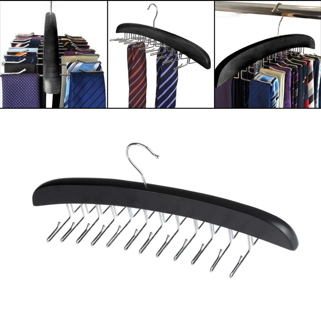 2 Pieces Tie Belt Hangers with 24 Clip Tie Organizer Rack Hanger Holder