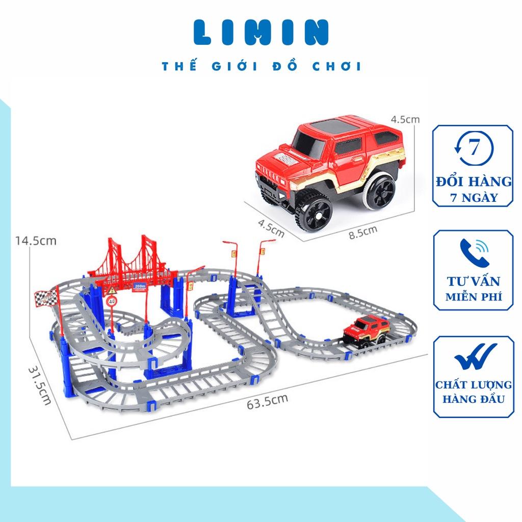 Bộ đồ chơi đường ray lắp ráp đường đua xe ô tô, đường đua khủng long phát triển sáng tạo cho bé