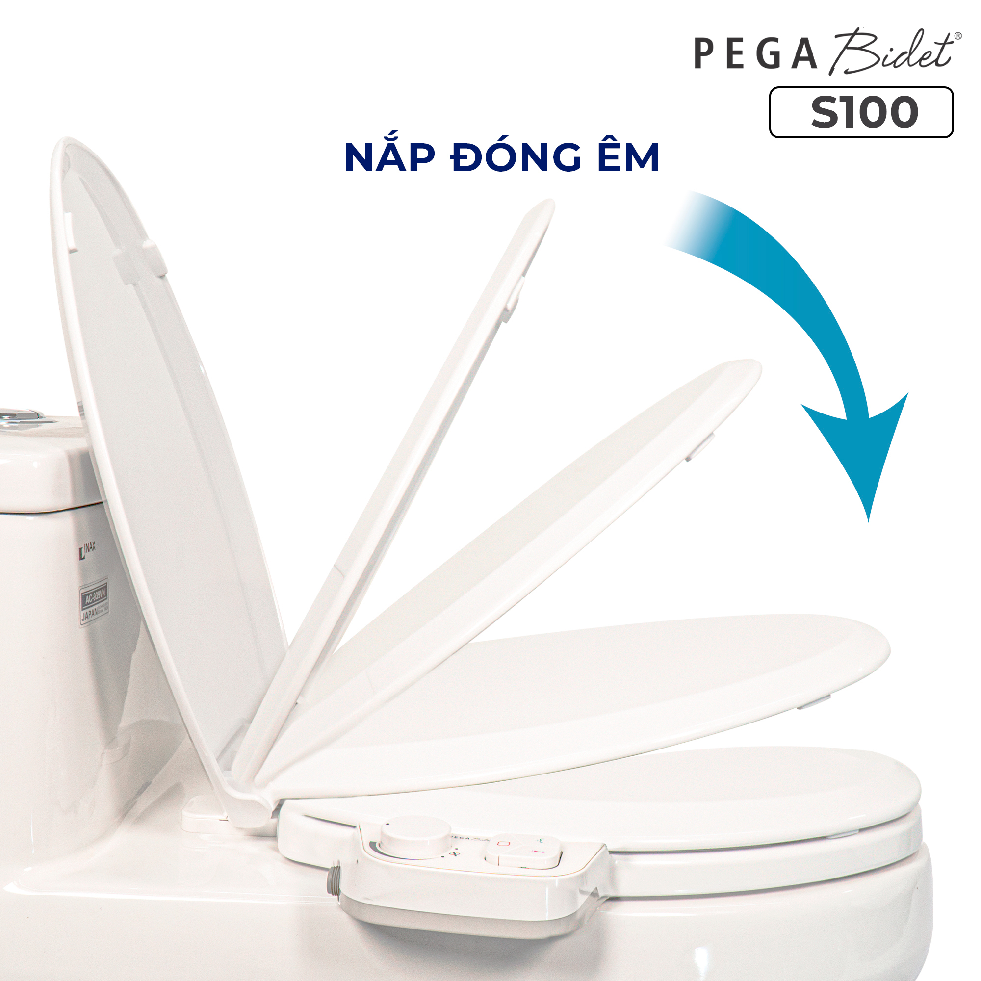 Nắp bồn cầu thông minh PEGA Bidet S100, 2 vòi rửa cho nam và vệ sinh cho phụ nữ, không dùng điện, hoạt động bằng áp lực nước - bán chạy tại Mỹ