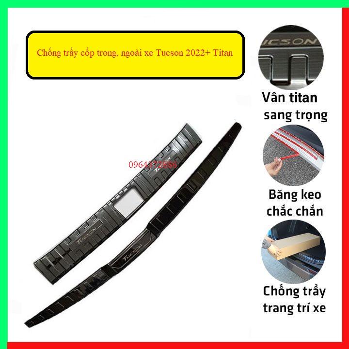 Ốp chống trầy cốp trong, ngoài xe Tucson 2022+ Vân Titan sáng bóng