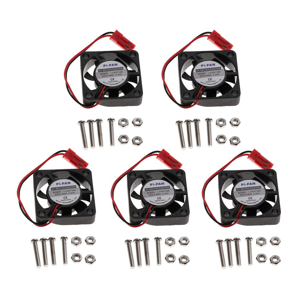5x DC 5V Brushless CPU Cooling Fan with Screws for Raspberry Pi 3B/ 2B/ B+