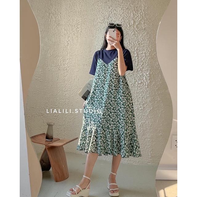 Đầm hoa nhí, chất lụa phối thun, thoáng mát