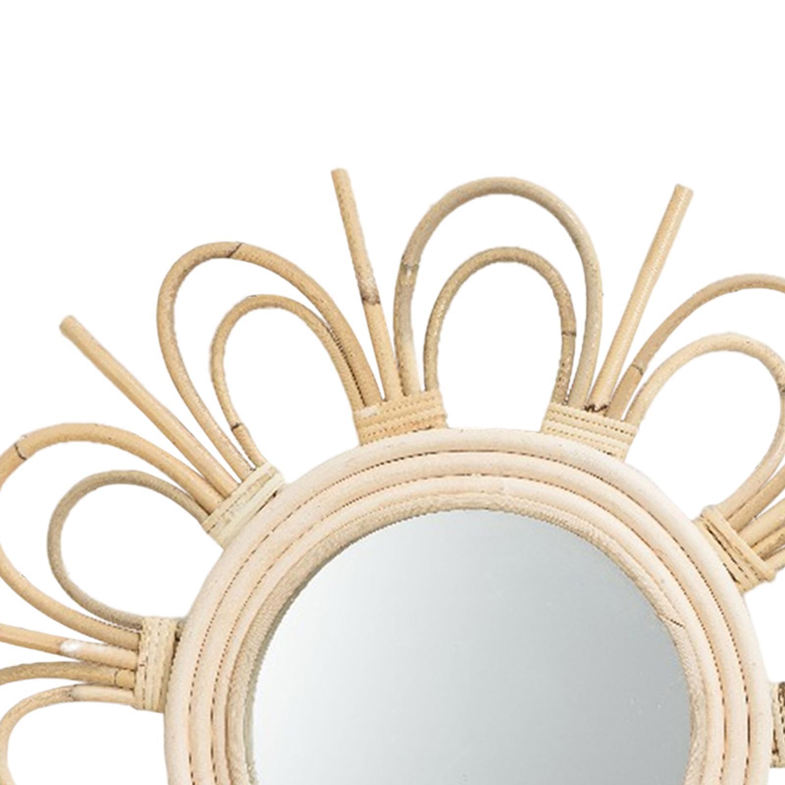 Wicker Rattan Decorative Wall Mirror Wall Mounted for Apartment Entryway