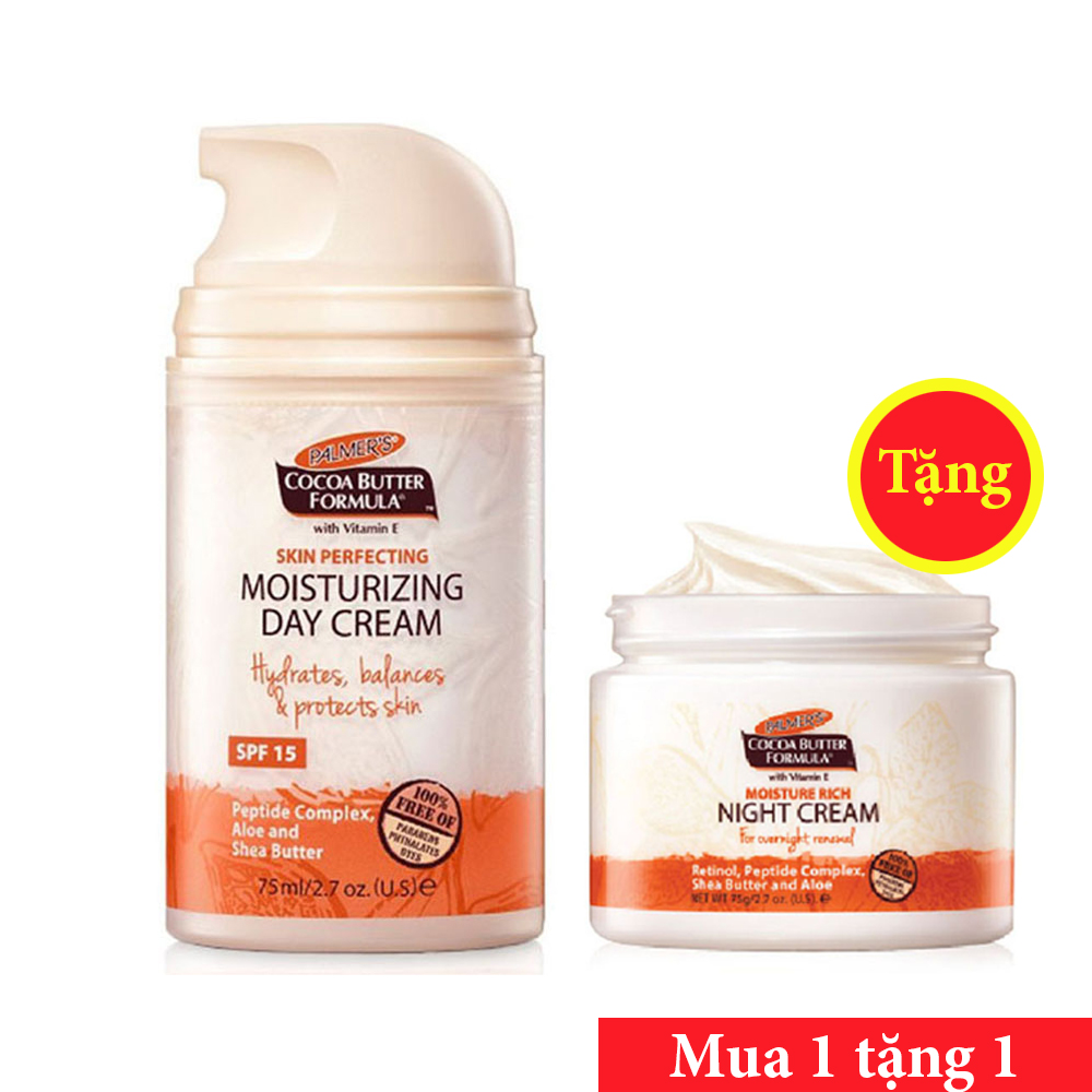 Kem dưỡng sáng da chống lão hóa, dưỡng ẩm ban ngày Palmer's Cococa Butter Moisturizing Day Cream SPF 15 75ml + Tặng kem dưỡng ban đêm 75g