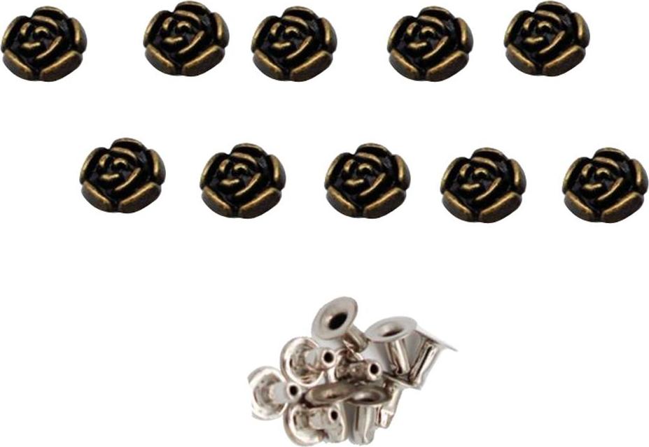 10 Bộ Hình Hoa Hồng Da Nhanh Chóng Đinh Tán Đinh Đồng Cổ Màu Punk Gai Đinh Tán Làm Đồ Da Thủ Công