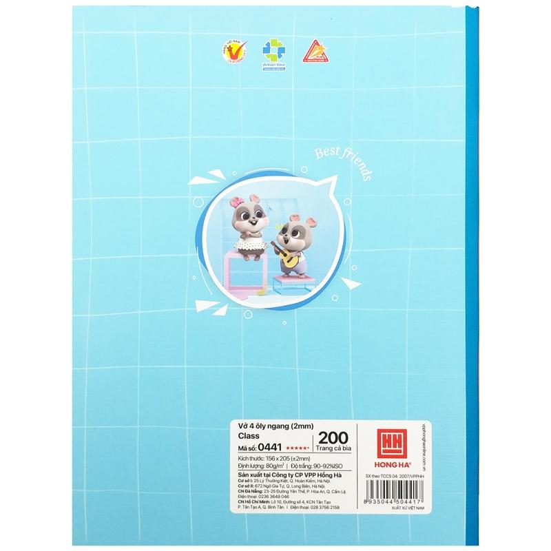 Vở Class Best Friend - 4 Ly Ngang 200 Trang 80gsm - Hồng Hà 0441 (Mẫu Màu Giao Ngẫu Nhiên)