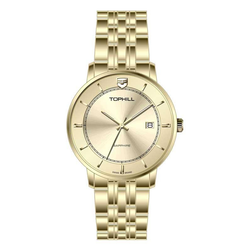 ĐỒNG HỒ TOPHILL TA037G.S2952 Dây và vỏ thép 316L, máy pin, kính sapphire