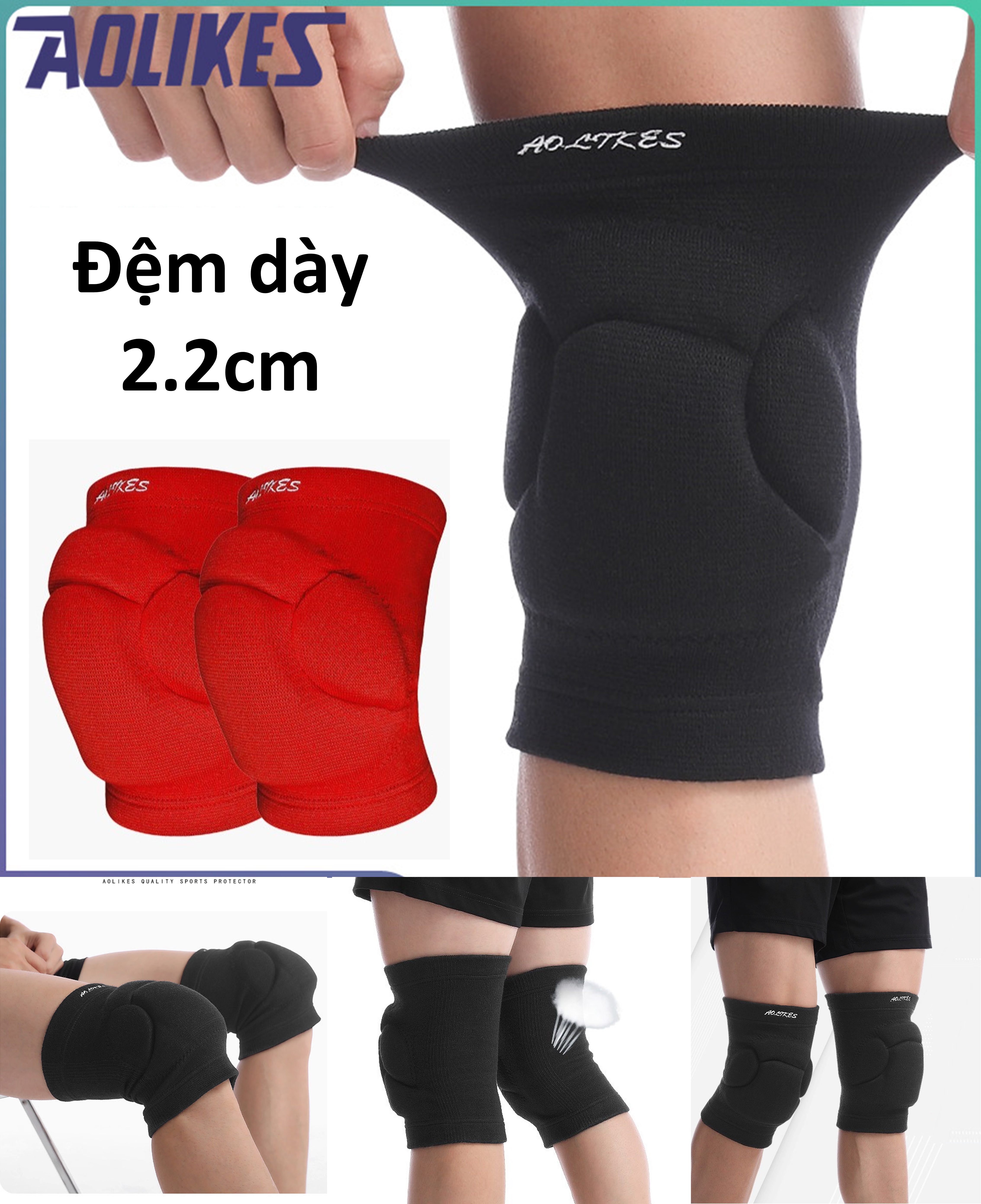 Đai miếng đệm bảo vệ đầu gối AOLIKES A-0213 đàn hồi Rubber cushion anti-collision knee pad