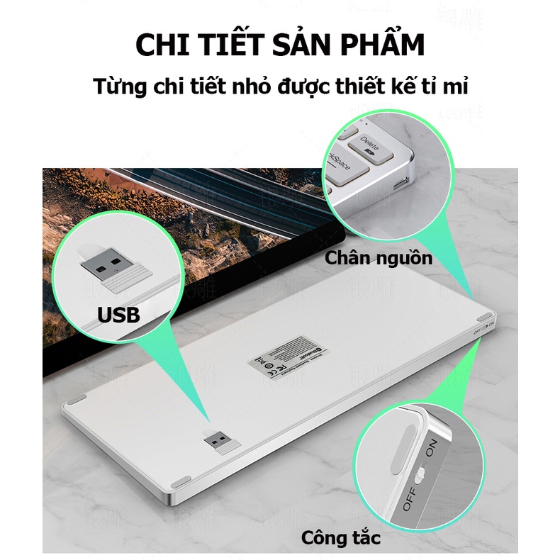 Bộ Bàn Phím Và Chuột Không Dây Vinetteam KB-01 Bàn Phím Bluetooth Mini Dành Cho Điện Thoại Laptop Ipad – Hàng Chính Hãng