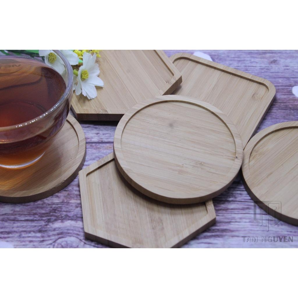 Lót ly lót cốc cà phê phong lót cây để bàn làm bằng gỗ tre