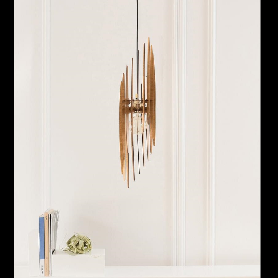 Đèn gỗ thả trần CAO CẤP hiện đại sang trọng 18x63cm chất liệu gỗ trang trí cho phòng khách nhà căn hộ decor nhà quán cafe