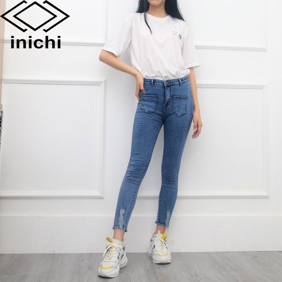 Quần jean nữ INICHI Q712 dài ống ôm vải jean co giản chất đẹp