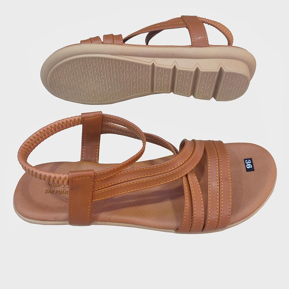 Giày Sandal Nữ Đế Bệt TiTi ĐÔ Da Bò Thật Cao Cấp DNU2111c