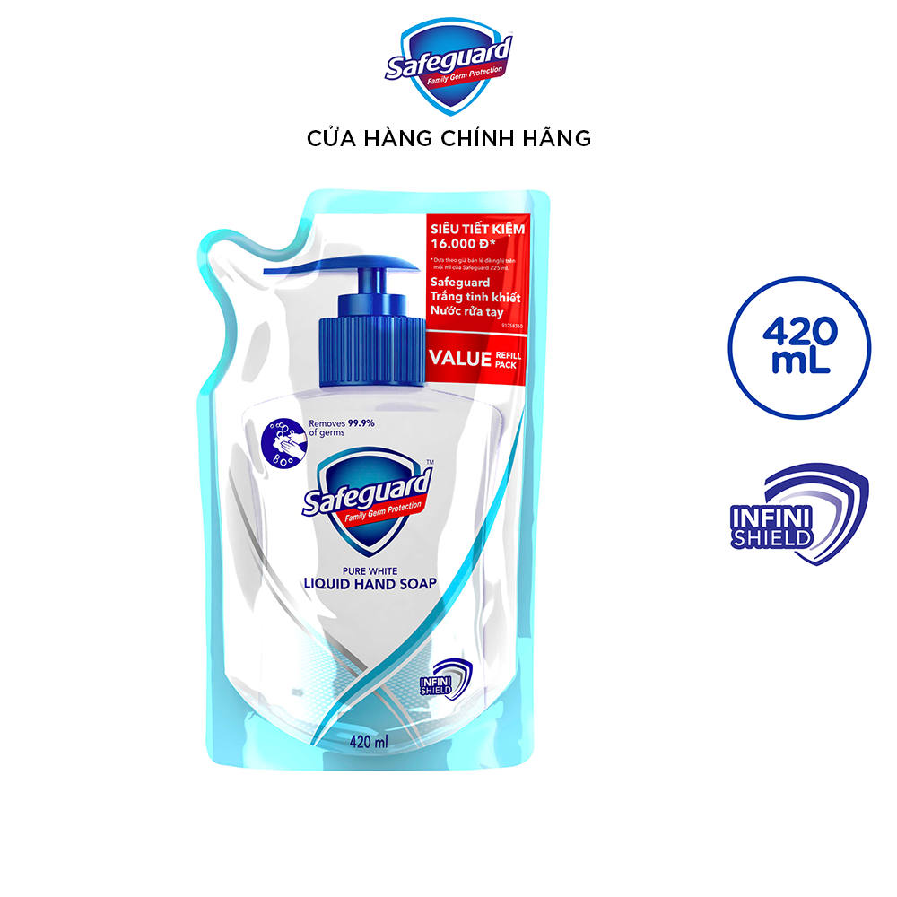 Nước Rửa Tay SAFEGUARD Trắng Tinh Khiết Dạng Túi 420ml