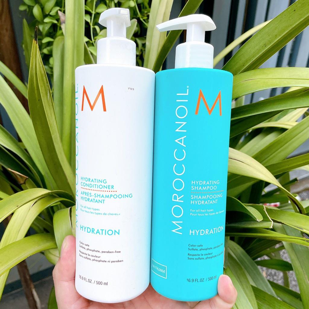 Bộ Dầu Gội Xả Dưỡng Ẩm Tóc Khô Moroccanoil Hydration Hydrating 500ml + Gội xả gói Karseell 15ml