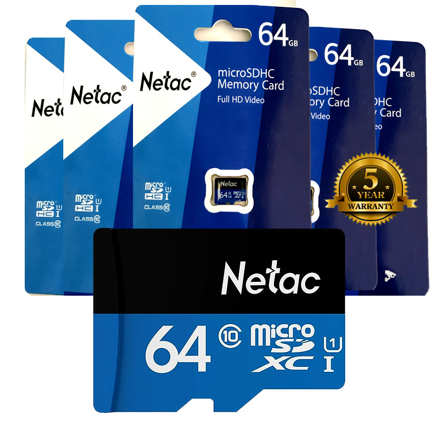 Combo 05 Thẻ Nhớ 64G MicroSD NETAC Class 10  - Hàng chính hãng.