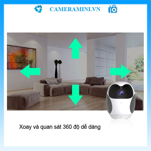 Camera mini wifi 360 hình cú 1080p giám sát an ninh, đàm thoại 2 chiều, quay ban đêm, pin 3 giờ, zoom 4X