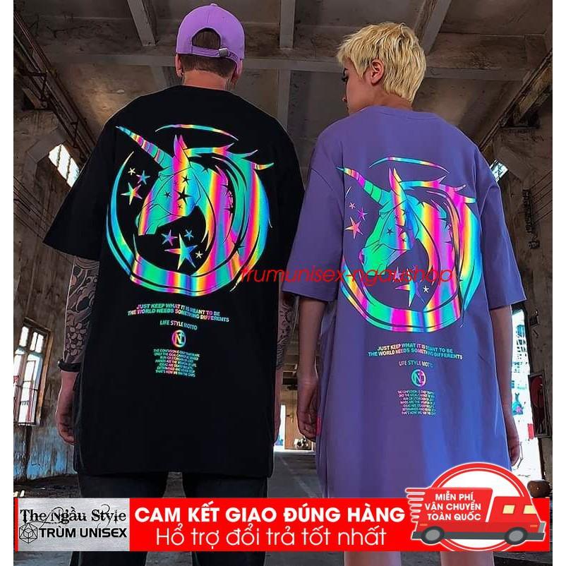 Áo Thun Phản Quang Ngựa 1 sừng Cotton 100% Form Rộng Unisex Nam Nữ Rẻ Đẹp Trùm Unisex aothununisex