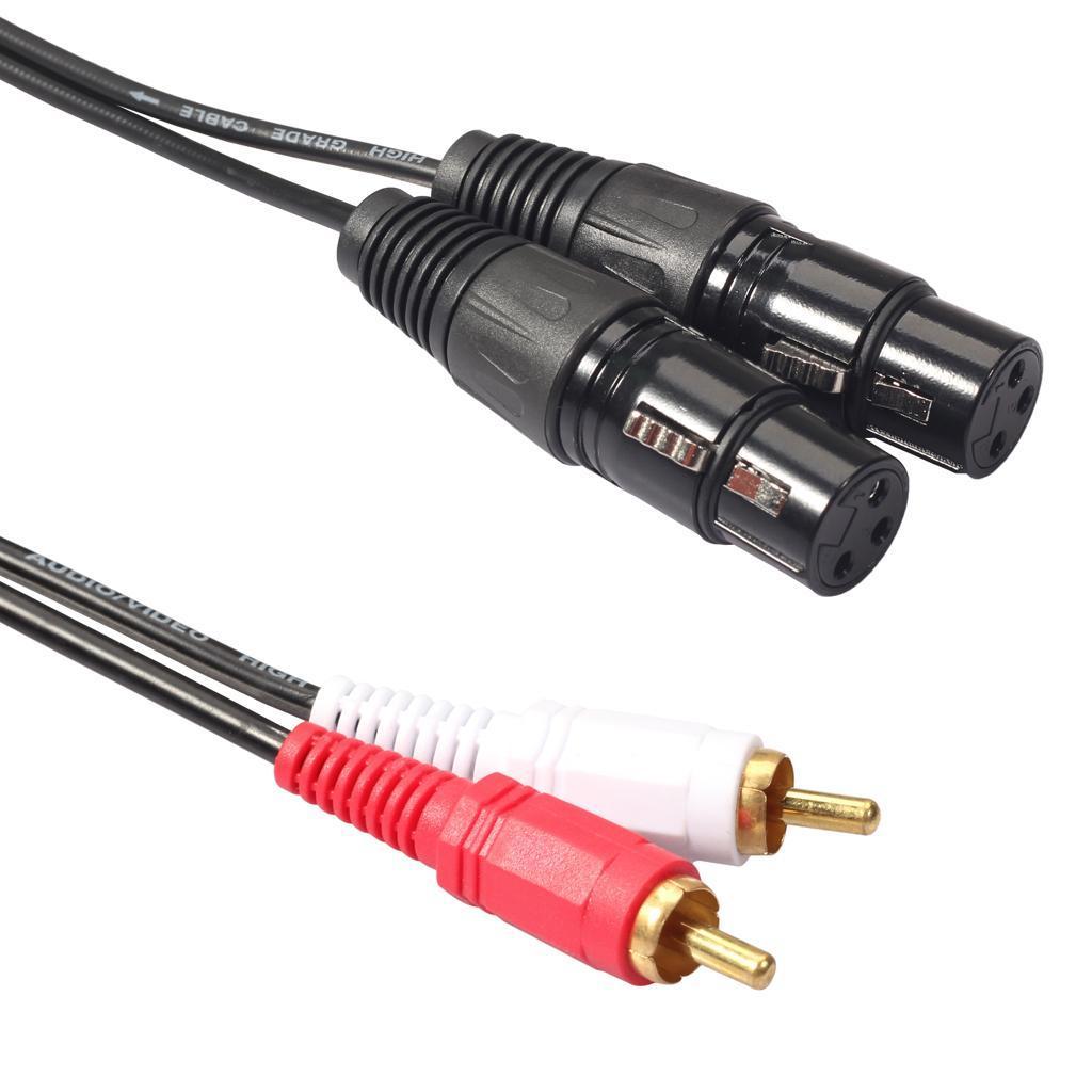 2x RCA XLR Plug Cable Adaptor, XLR to RCA Cable, 2 RCA Male to 2 XLR Female