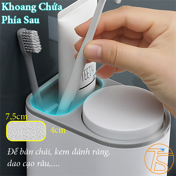 Kệ Nhà Tắm Dán Tường Để Bàn Chải Và Kem Đánh Răng E1905 Có Theo 2 Cốc