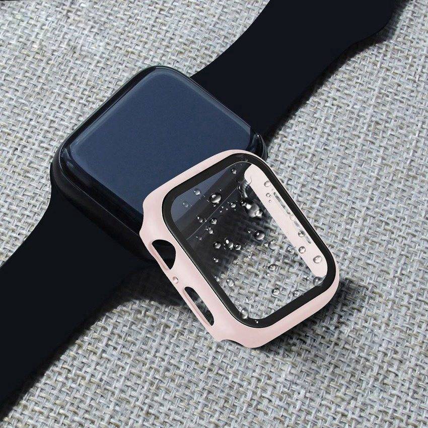 Ốp case silicon siêu mỏng bề mặt kính cường lực bảo vệ 360 độ cho Apple Watch 44mm hiệu HOTCASE che phủ toàn bộ bề mặt (bảo vệ 2 chiều, chống vân tay, chống bám bẩn, cường lực 9H) - Hàng nhập khẩu